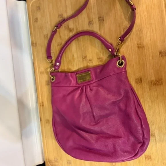 Vintage Y2K Marc Jacobs Raspberry Hillier Leather Hobo Bag - Picture 3 of 16